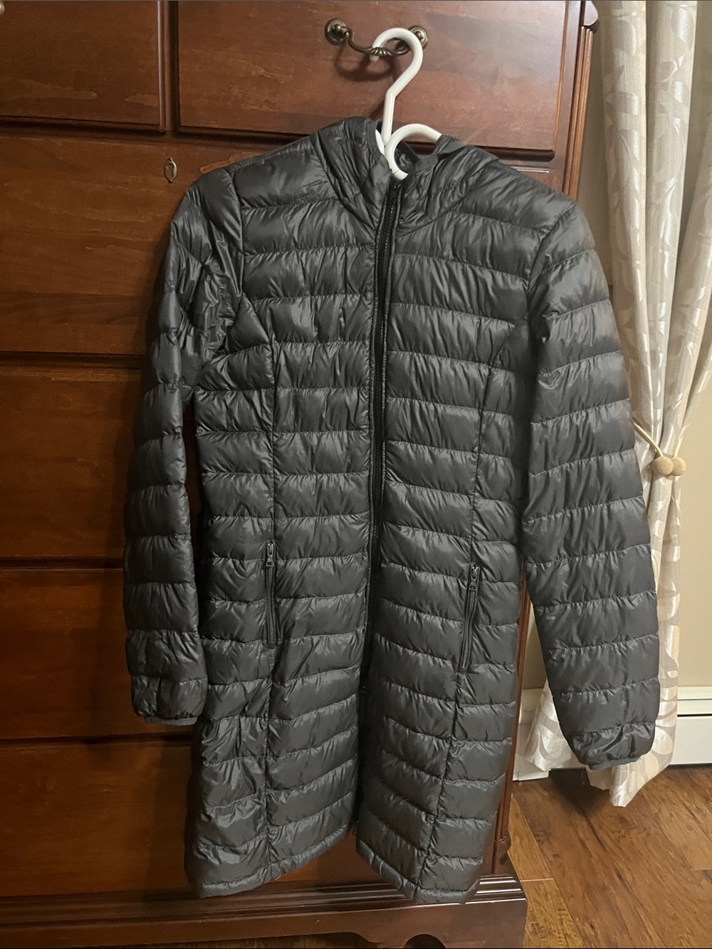 TNA Long Hooded Puffer Jacket - Gray
